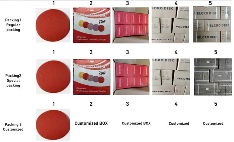 Abrasive Factory 4" 4.5" 5" 6" 7" 9" Aluminium Oxide Red White Yellow Green Hook&Loop Velcro Sanding Disc Sandpaper Sanding Disc