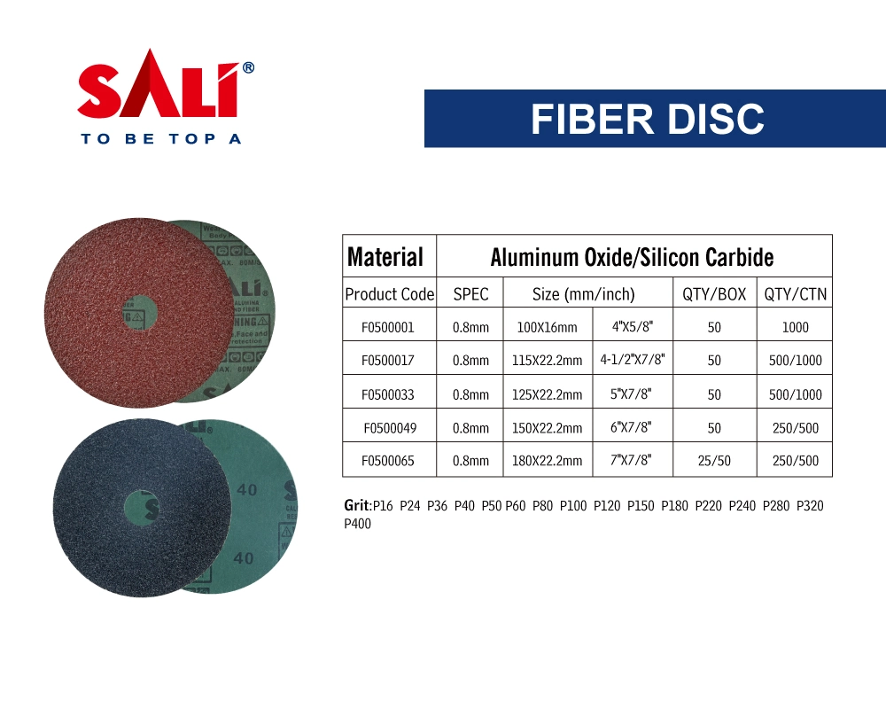 Sali 150*22.2mm P16 Aluminum Oxide Fiber Disc