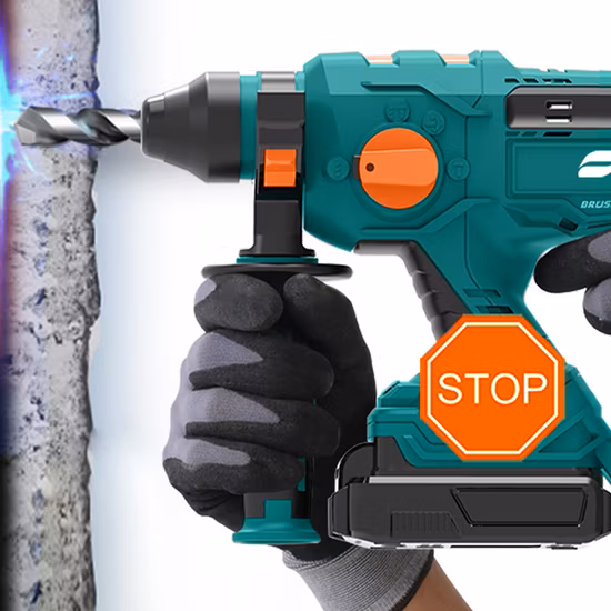 Punte da trapano SDS per trapano a percussione elettrico senza fili senza spazzole Power Action 20V