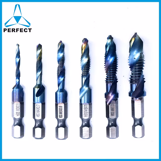 Set di punte e maschi combinati metric M3 M10 HSS per uso macchina da 6 pezzi