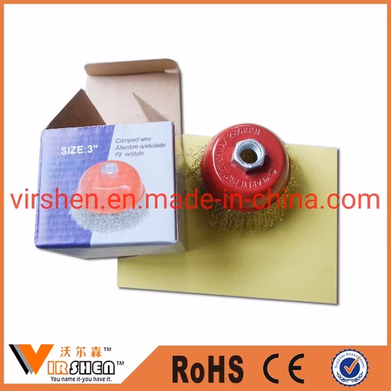 Spazzola a tazza in filo di acciaio annodato da 3 pollici, spazzola a tazza in filo ondulato con funzione di lucidatura